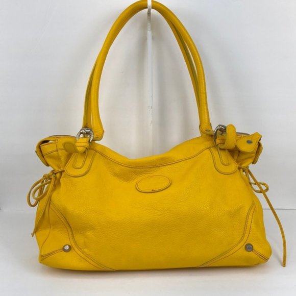 Sofia C Handbags - Sofia C. Genuine Leather Yellow Hobo / Shoulder Ba